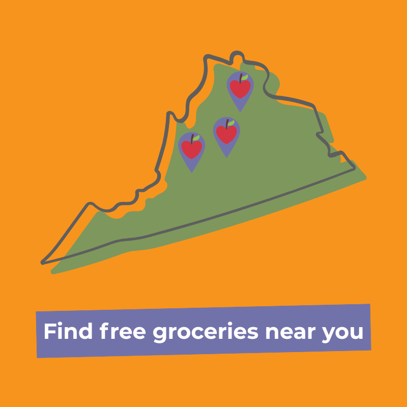 "foodfinder.brafb.org" VA state graphic with three location markers