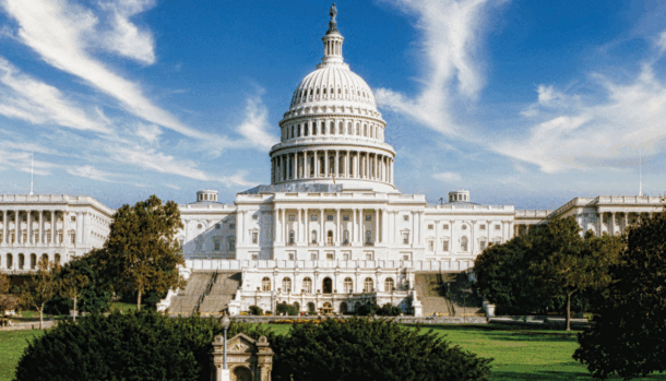 The Capitol Building in Washington DC on a sunny summer day.