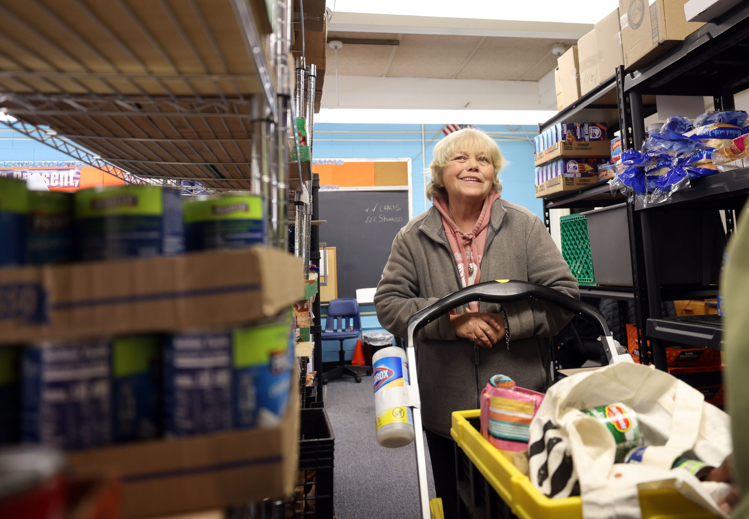Guest Paula visits the FLRD food pantry on Thursday, February 12.